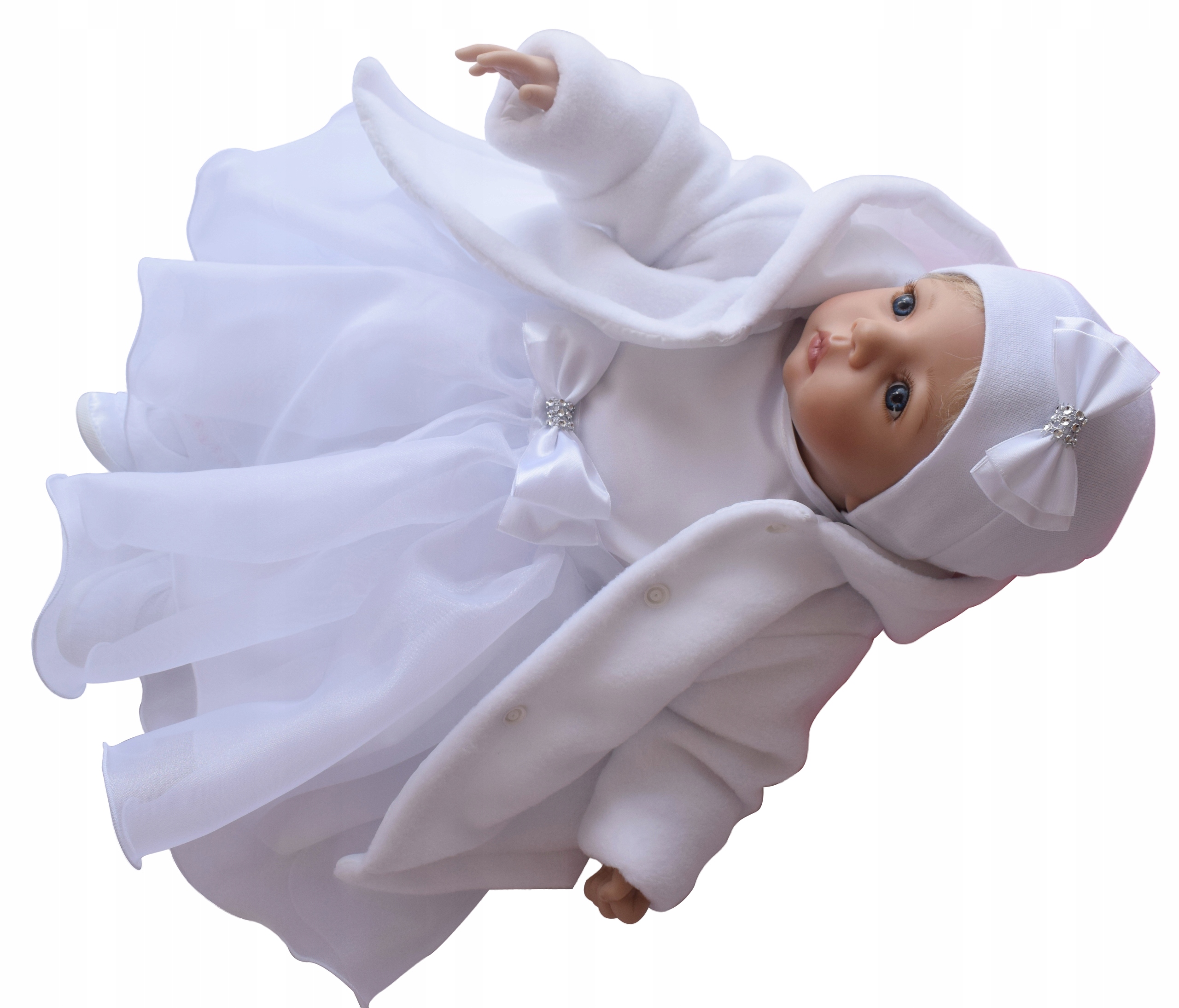 3CZ UBRANKO do chrztu KOMPLET R.74 JESIEŃ Długość sukienki 47 cm