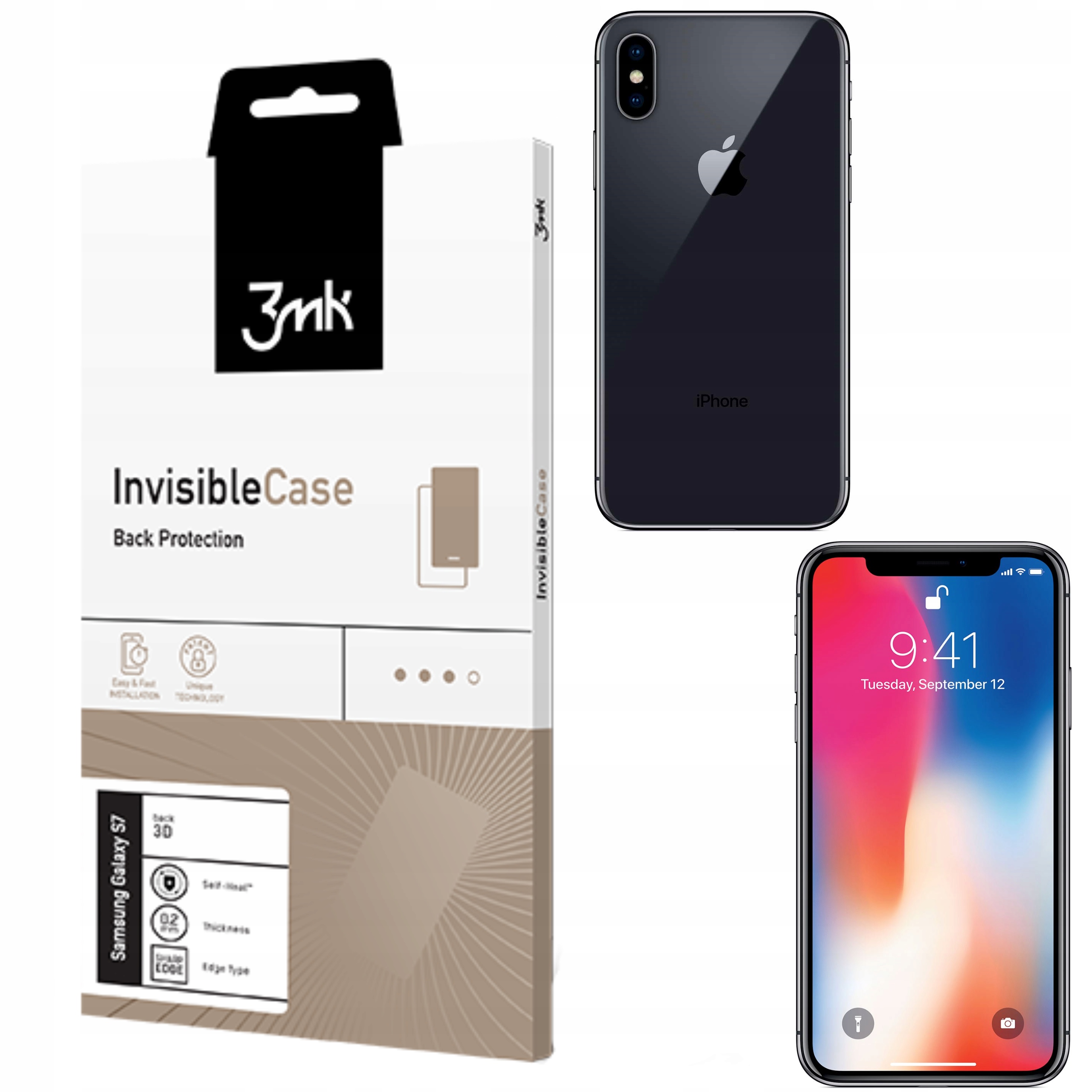 

3MK Invisible Case Do Iphone X Folia Tył Boki