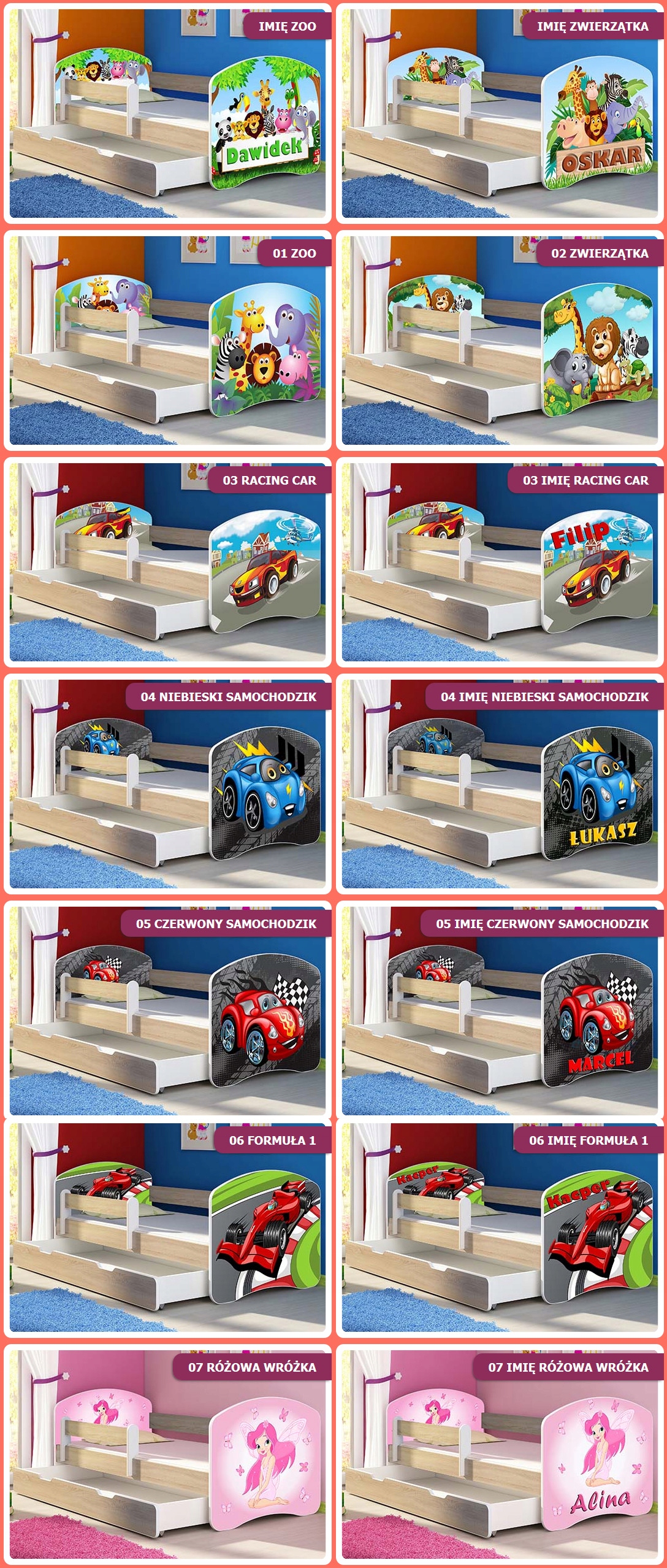 Łóżko dziecięce 160x80 szuflada materac DĄB SONOMA Marka Acma