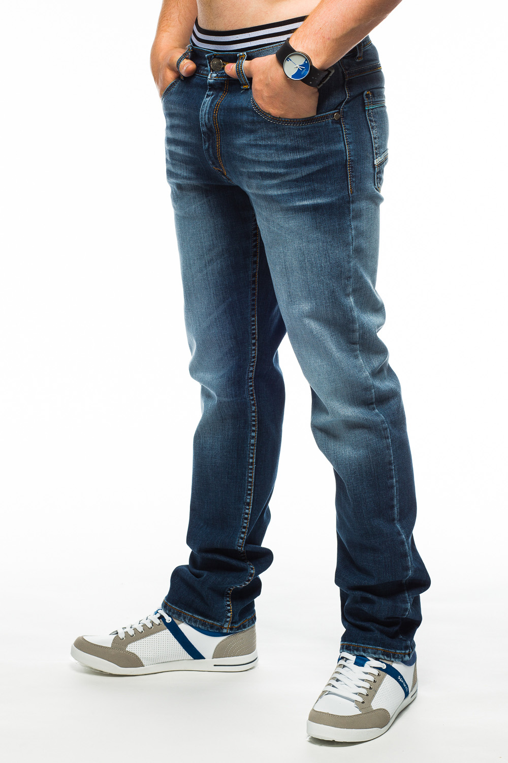SPODNIE MĘSKIE STANLEY JEANS - 400/142 - 96cm L34 Zapięcie zamek