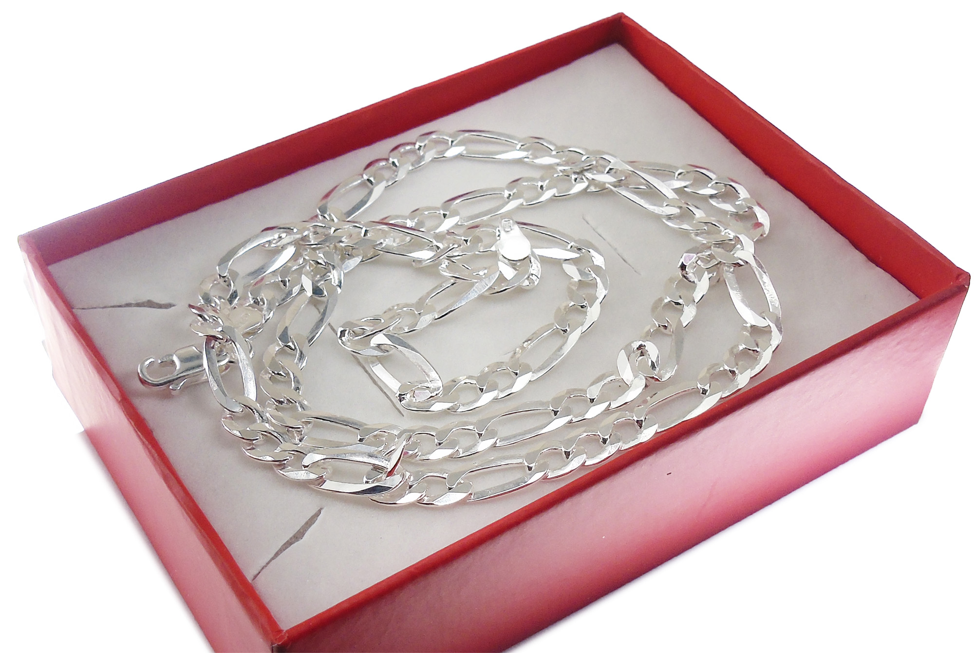 

Diamentowany Srebny Łańcuszek Figaro 55cm