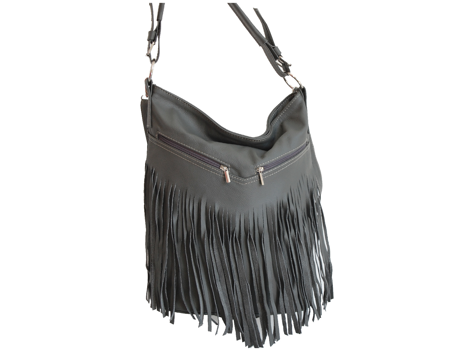 TOREBKA Z FRĘDZLAMI WOREK SKÓRA FRĘDZLE SKÓRZANA Styl miejski