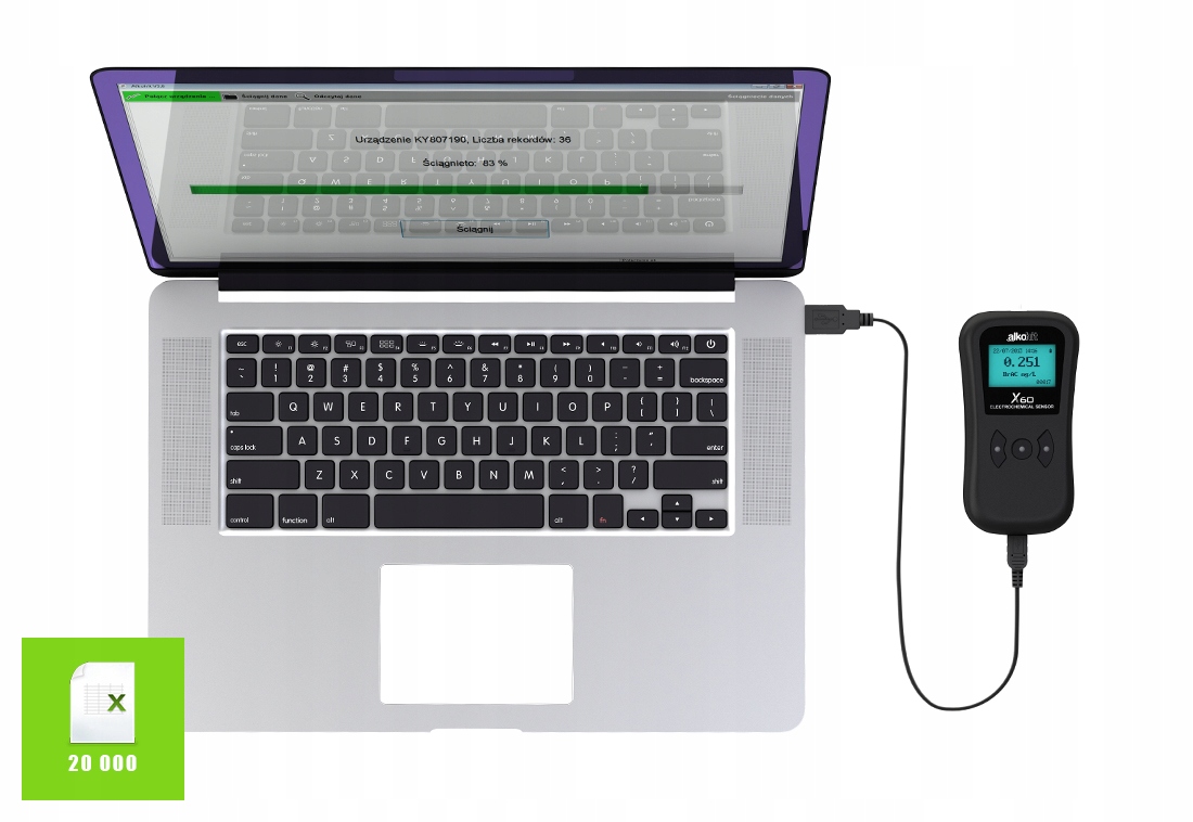 Alkomat Alkohit X60 Zestaw z Drukarka Bluetooth Additional Features air flow sensor readings meter unit selection readings memory