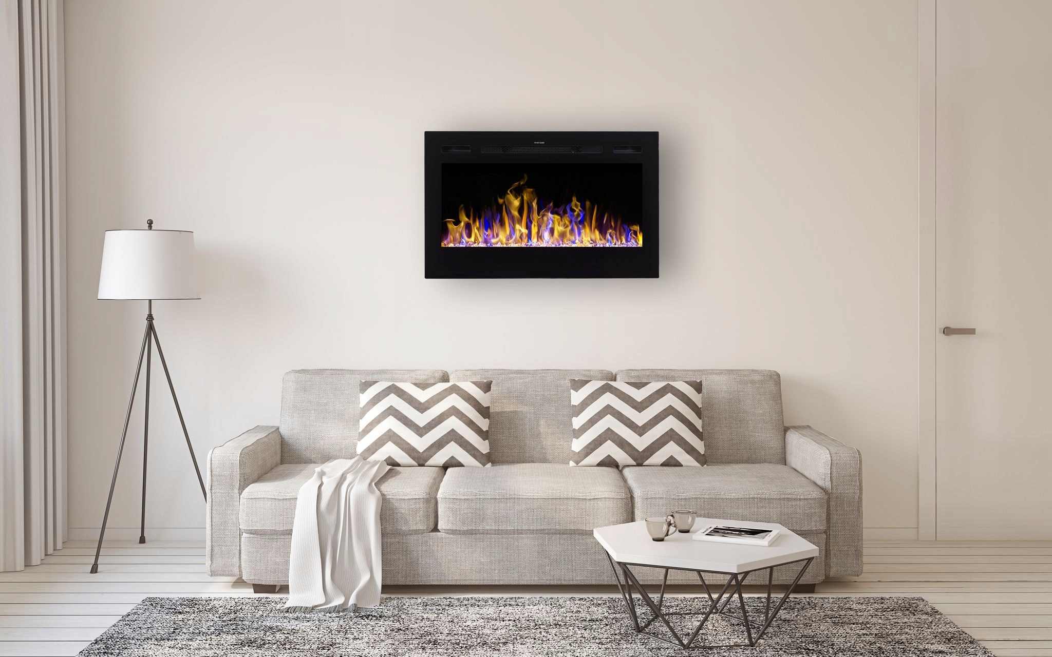 KOMINEK ELEKTRYCZNY ŚCIENNY LED 114,3 CM MAJESTIC Szerokość produktu 114.3 cm