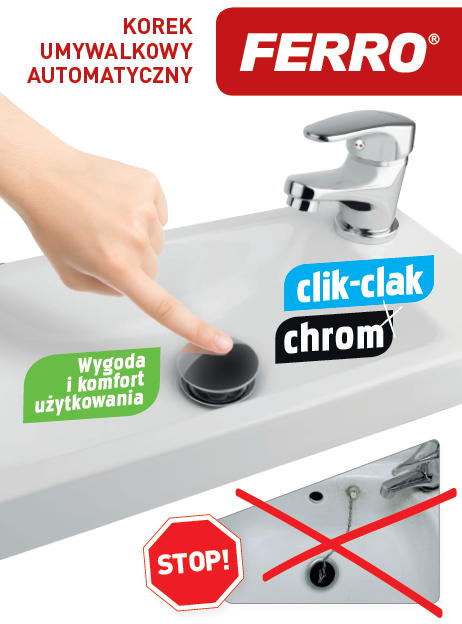 FERRO KOREK KLIK-KLAK CLICK CLACK CHROM AUTOMAT Kod producenta S287PP-B