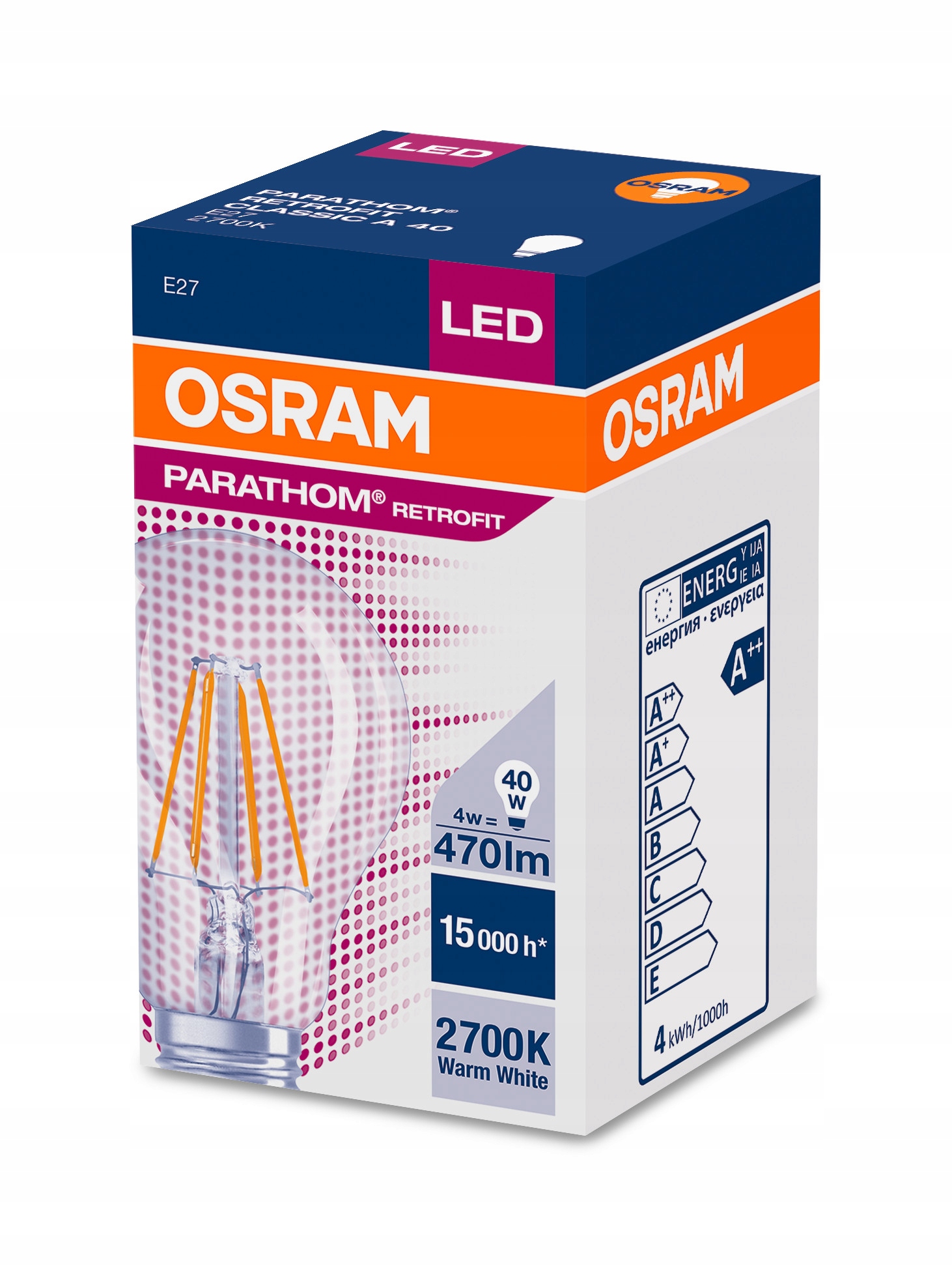 OSRAM LED PARATHOM CLA40 4W E27 1722