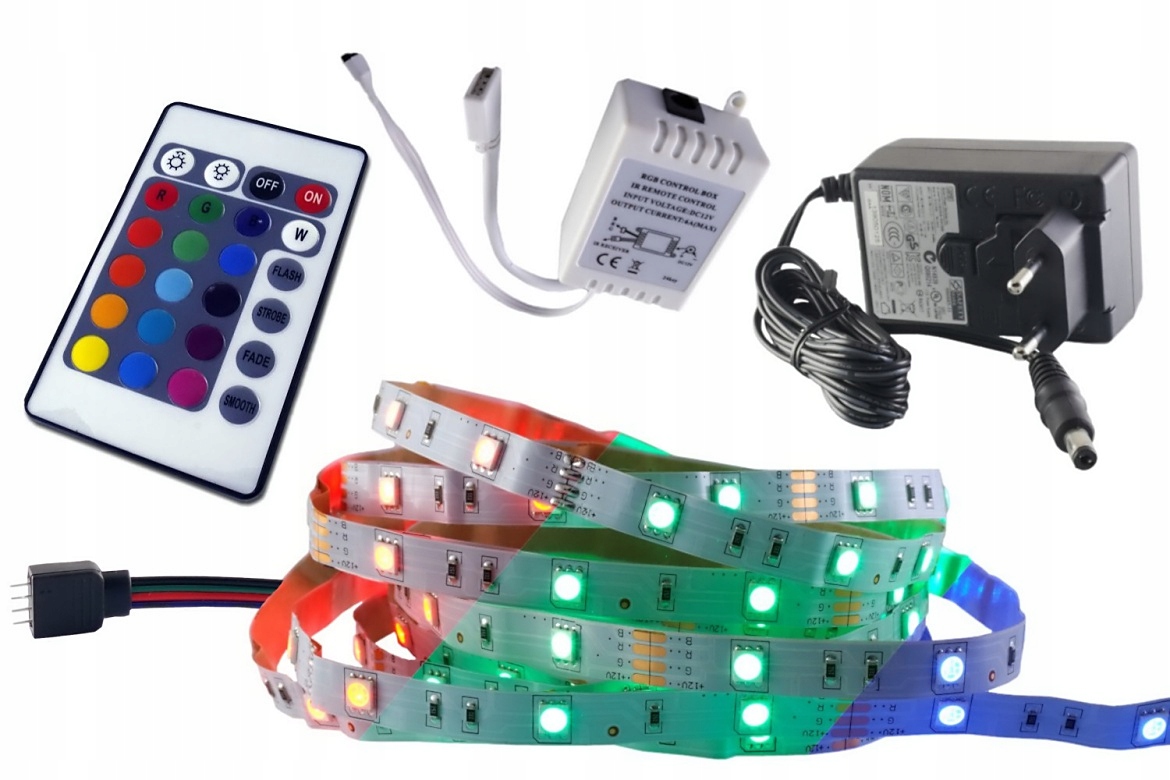 

Zestaw taśma Led Smd Rgb 5050 sterownik pilot 3m