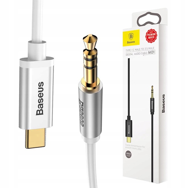BASEUS 1.2 m Kabel USB-C - Jack 3.5 mm - niskie ceny i opinie w