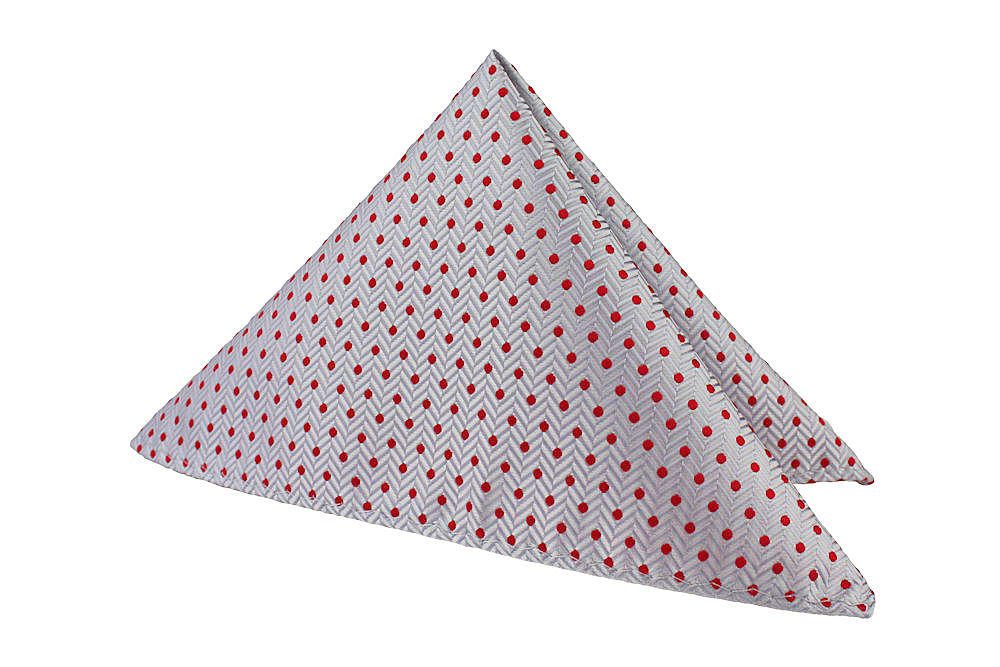 

Poszetka Męska Szaro Srebrna W Czerwone Kropki