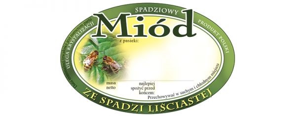 

Etykiety Owalne 100szt miód Ze Spadzi Liściastej