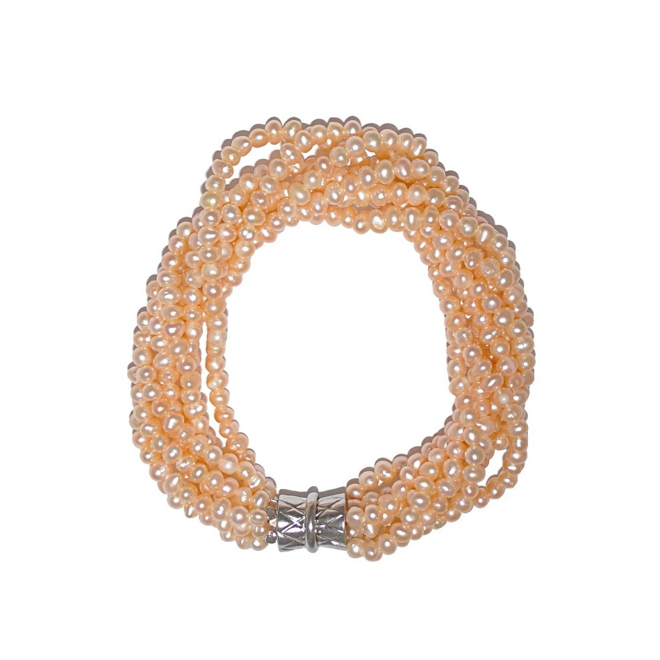 Unikátní Stříbrný Náramek Z Osmi Šňůrek Perel