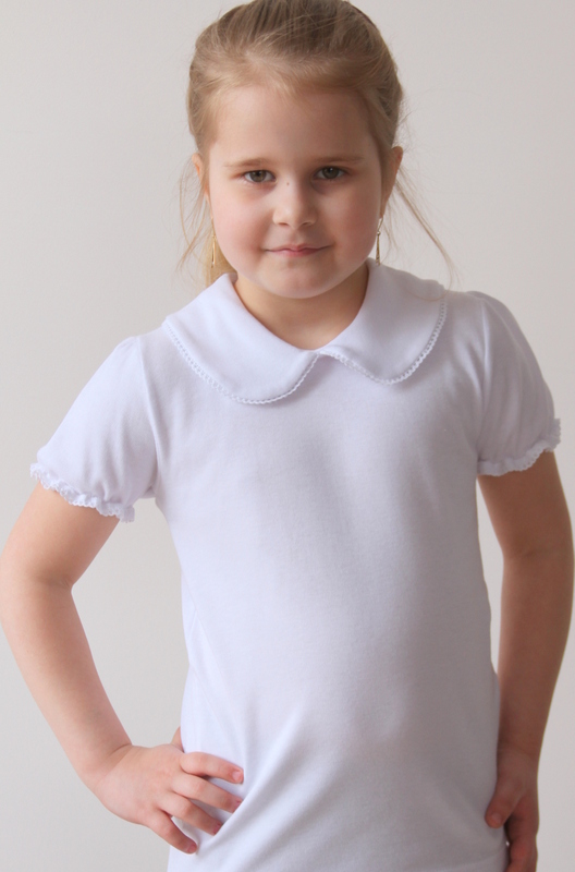 BLUZKA BIAŁA KRÓTKI RĘKAW ROZ. 116 - KLAUDYNKA Marka bez marki