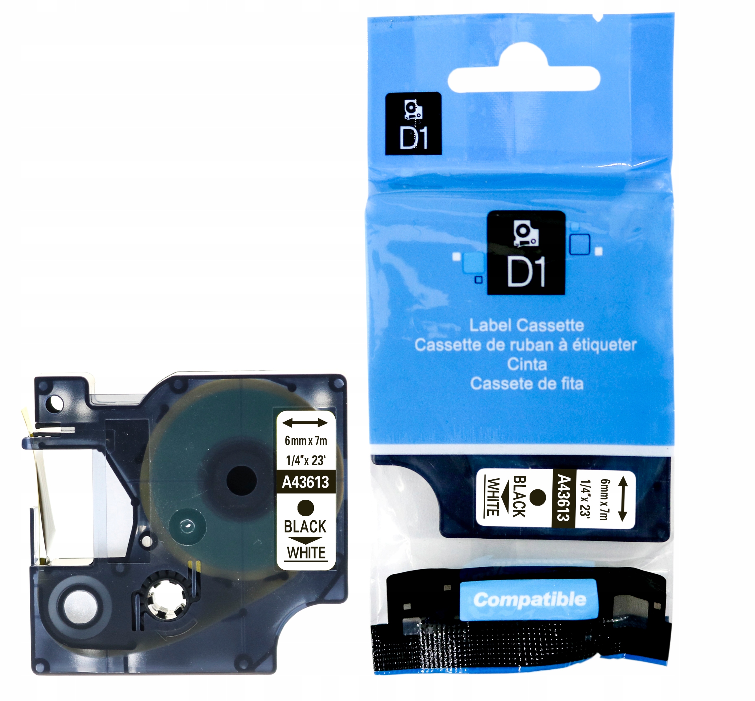 

Taśma Do Dymo D1 43613 6mm/7m Biała Czarny