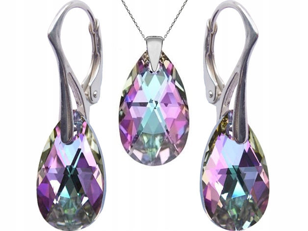 

Komplet Swarovski Migdał 16mm Vitrail Light