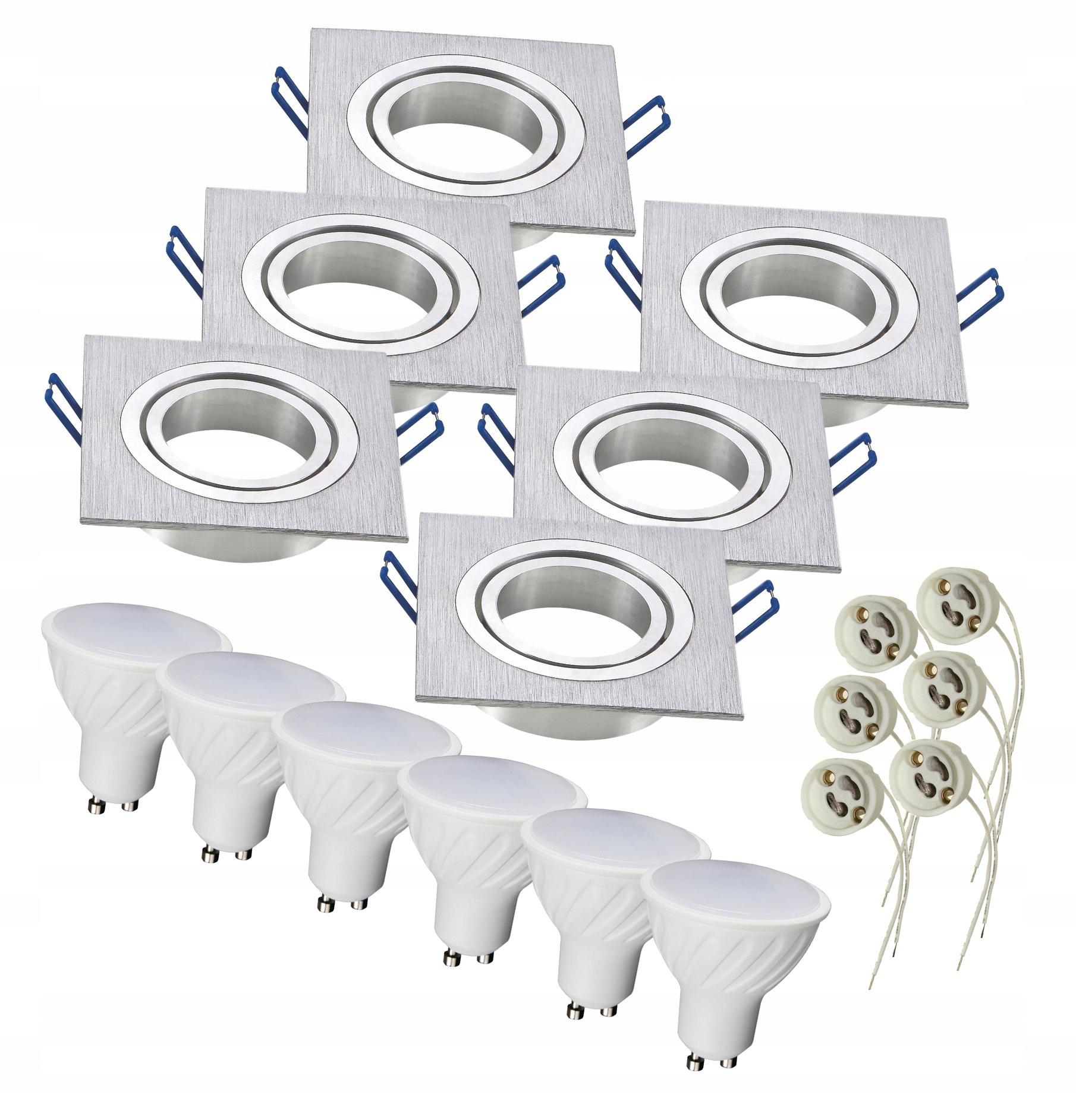Set 6xLED GU10 8W Svítidlo Hliník Čtverec Pohyb