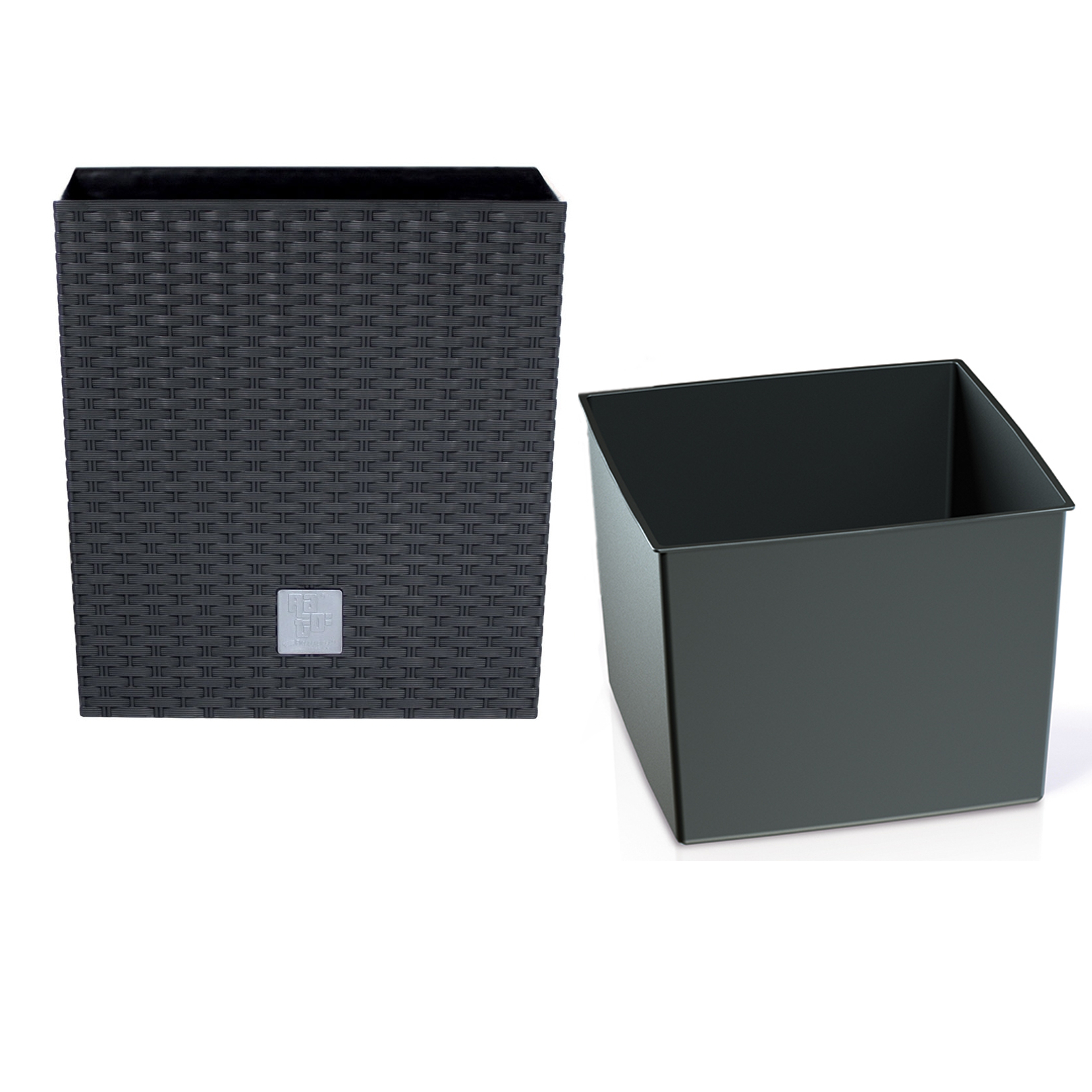 

Niska Doniczka z wkładem 20x20cm Rattan Kwadratowa