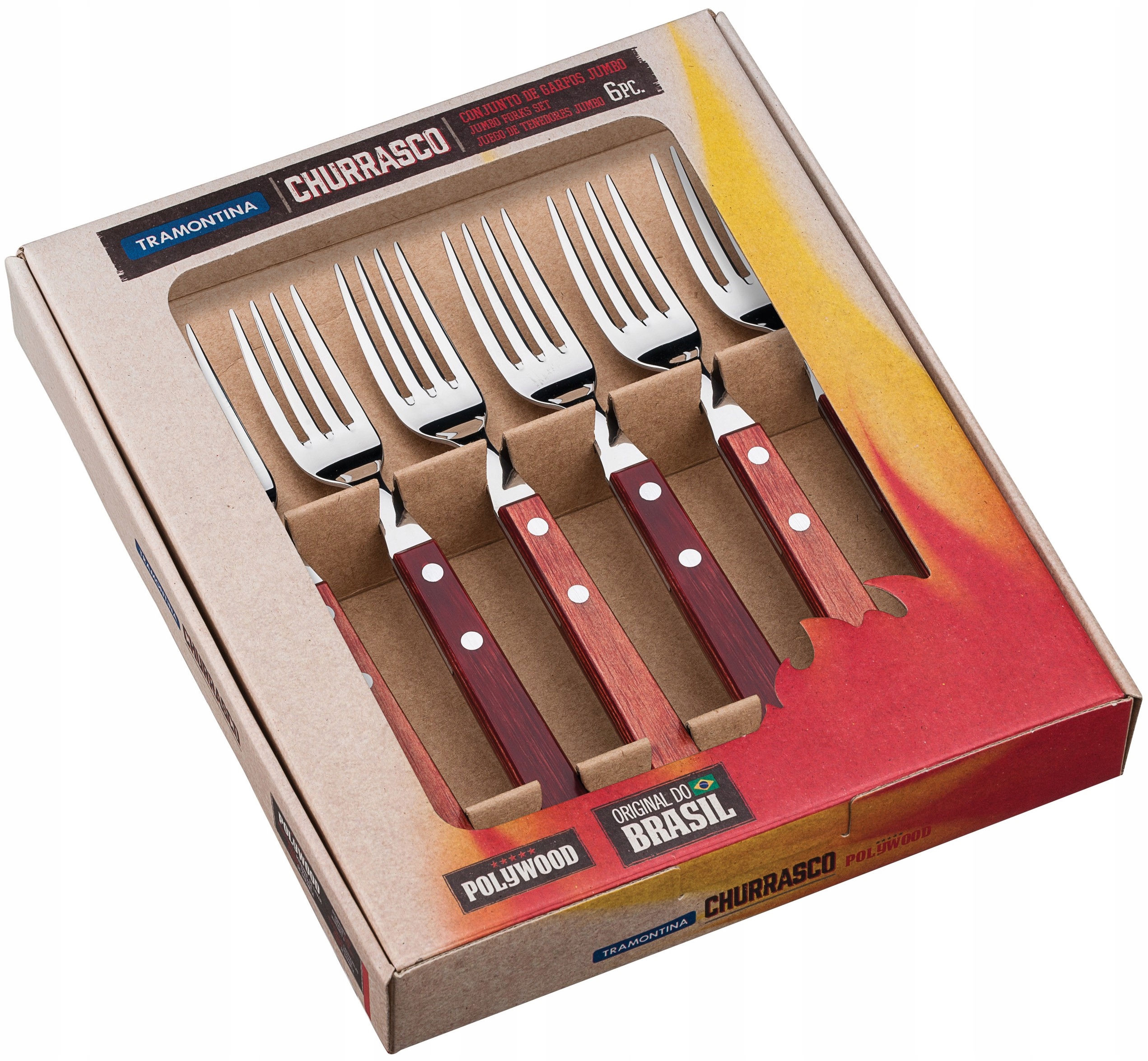 Tramontina 6 x Vidlička 22 cm Jumbo Bordová Polywood