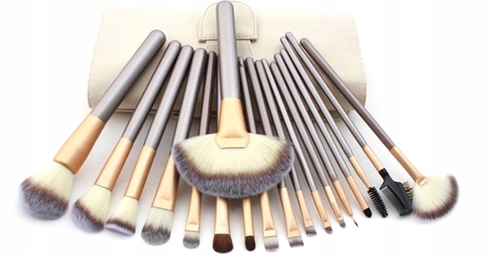 ZESTAW PĘDZLI ETUI 18 DO MAKIJAŻU PROFESJONALNE Rodzaj włosia syntetyczne