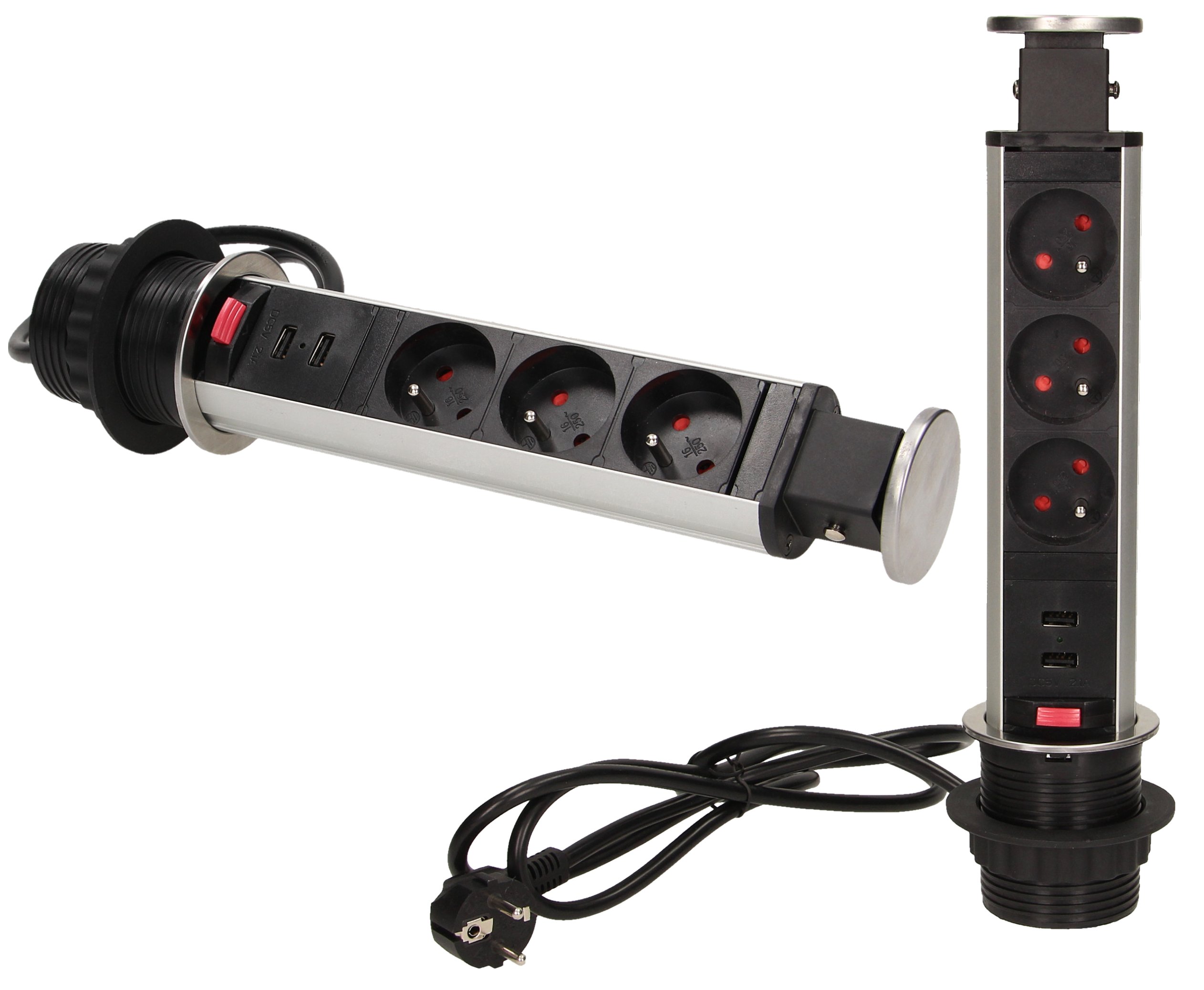 

Gniazdo Meblowe 3X250V Usb Wysuwane Z Blatu Inox