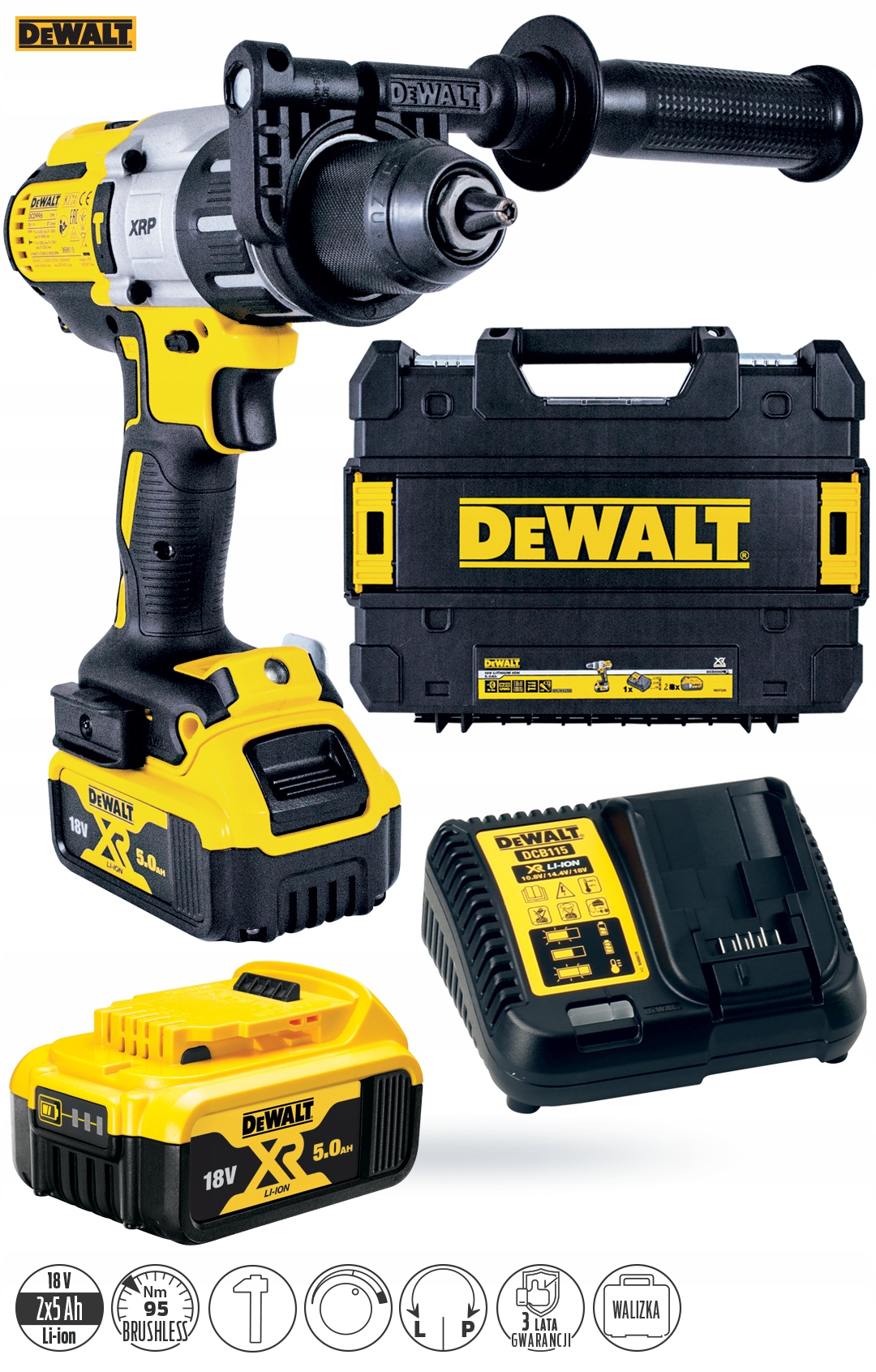 Perceuse Visseuse Percussion DEWALT DCD996P2 18 V XR (2 x 5 Ah)