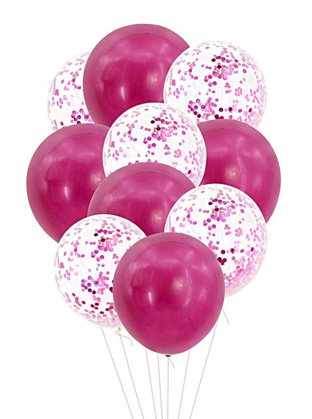 

Zestaw 5 Clear z konfetti balony 5 amarant _O11
