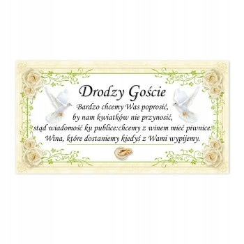

Podziękowania prezenciki bileciki dla Gości 20szt