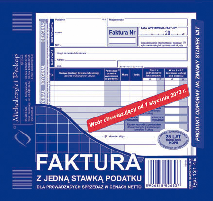 

Faktura netto jedna stawka podatku 2/3 A5 131-4E