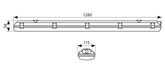 Lampa oprawa hermetyczna do LED IP65 1,2m SLIM Kod producenta KFHCE2120