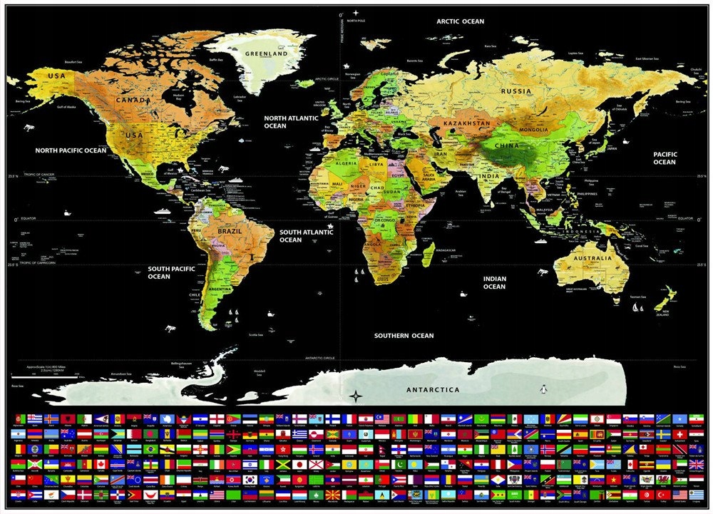 

Mapa Świata Zdrapka Podróżnika Flagi XXL