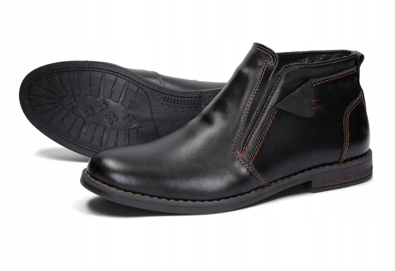 SZTYBLETY MĘSKIE ZIMOWE SKÓRA POLSKIE 280CZ 43 Wzór dominujący bez wzoru