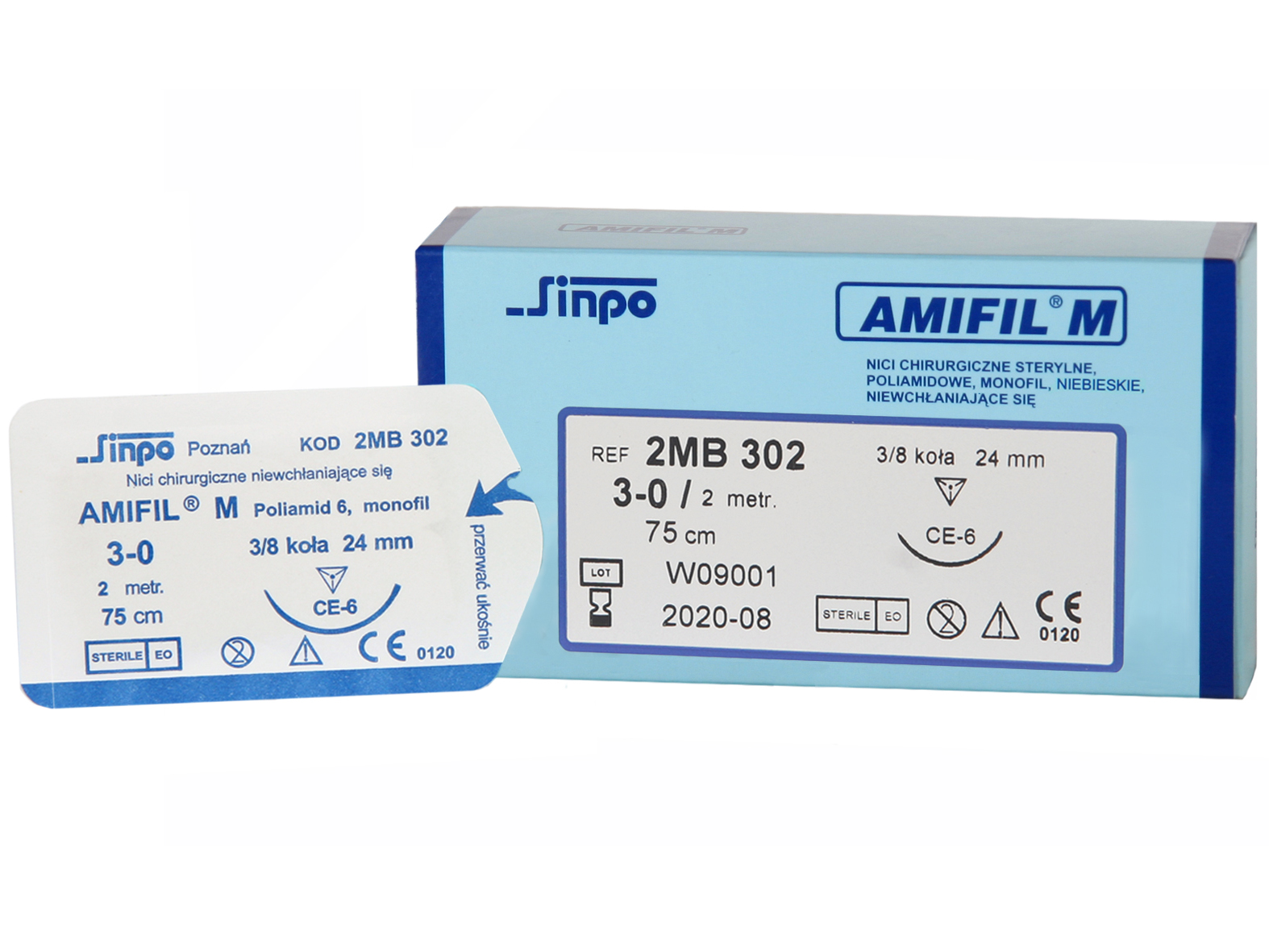 

Amifil nić nici chirurgiczne szwy 3/0 24mm Nylon