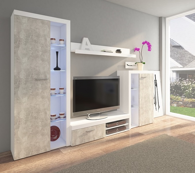 MEBLOŚCIANKA DO SALONU DĄB SONOMA KOMPLET MEBLI Marka Meblo-Trans