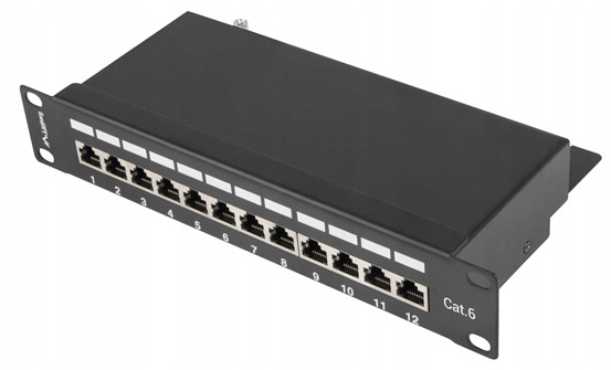 

Patch Panel 12x 10'' 1U KAT.6 Ftp czarny Lanber