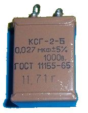 

Kondensator __ Silver Mica __ KSG-2 __ 27nF 1000V