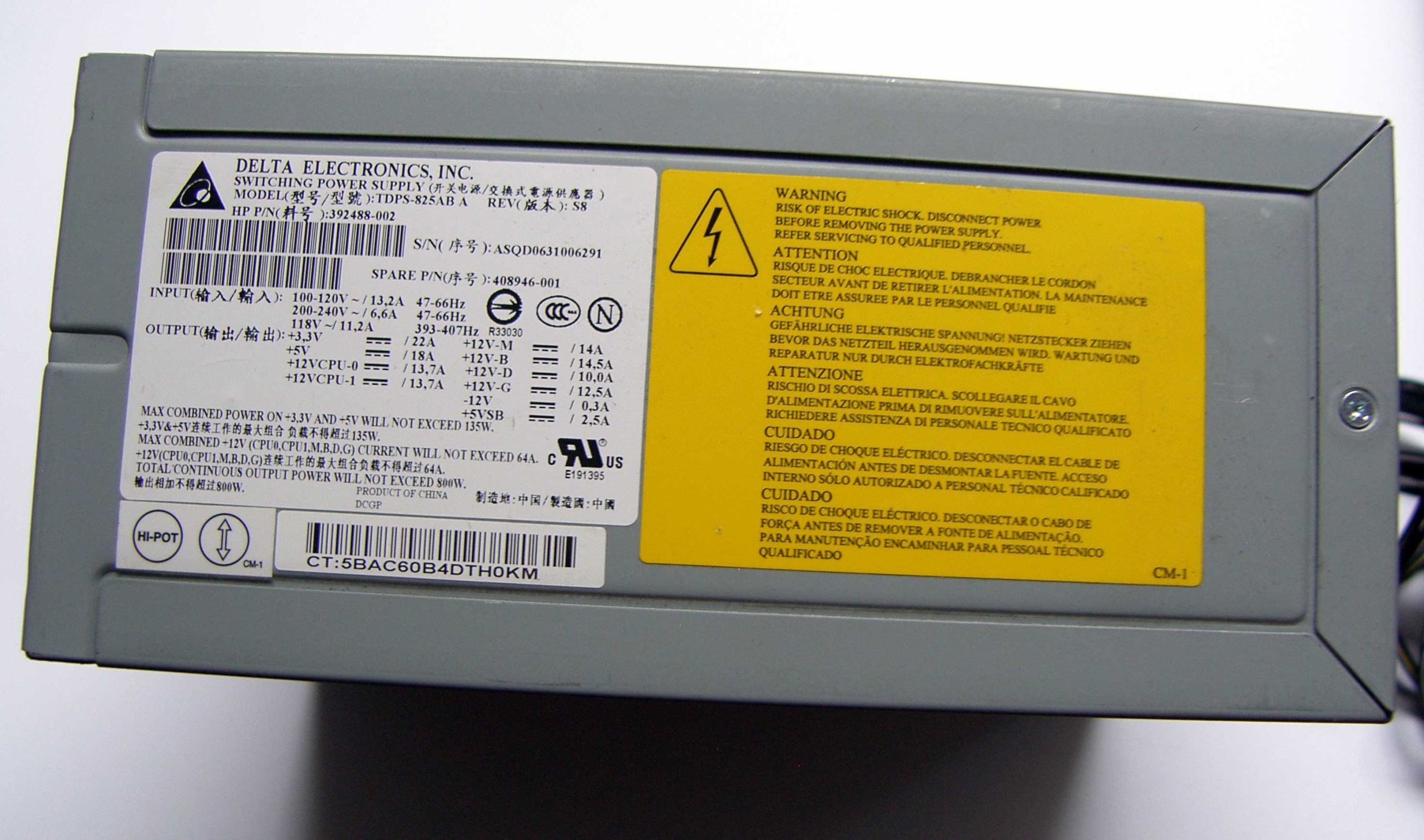 800W HP DELTA TDPS-825AB A 100% OK ToF