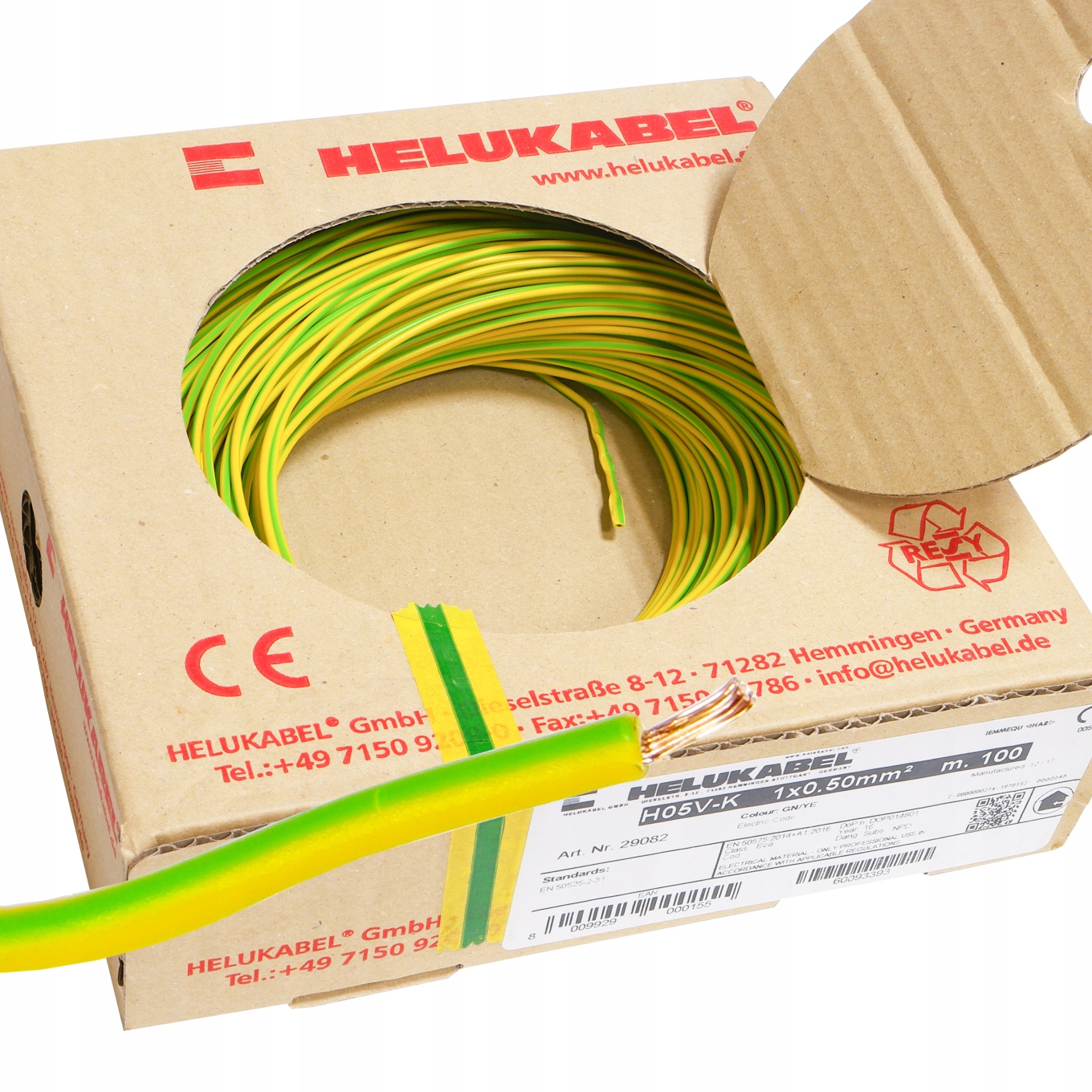 Kabel Lgy 0,5 žlutozelený Helu kabel 500V 100 m