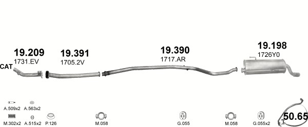 Tłumik końcowy Peugeot 206 poj.1,1-1,4 00-11r. Producent części Polmostrów