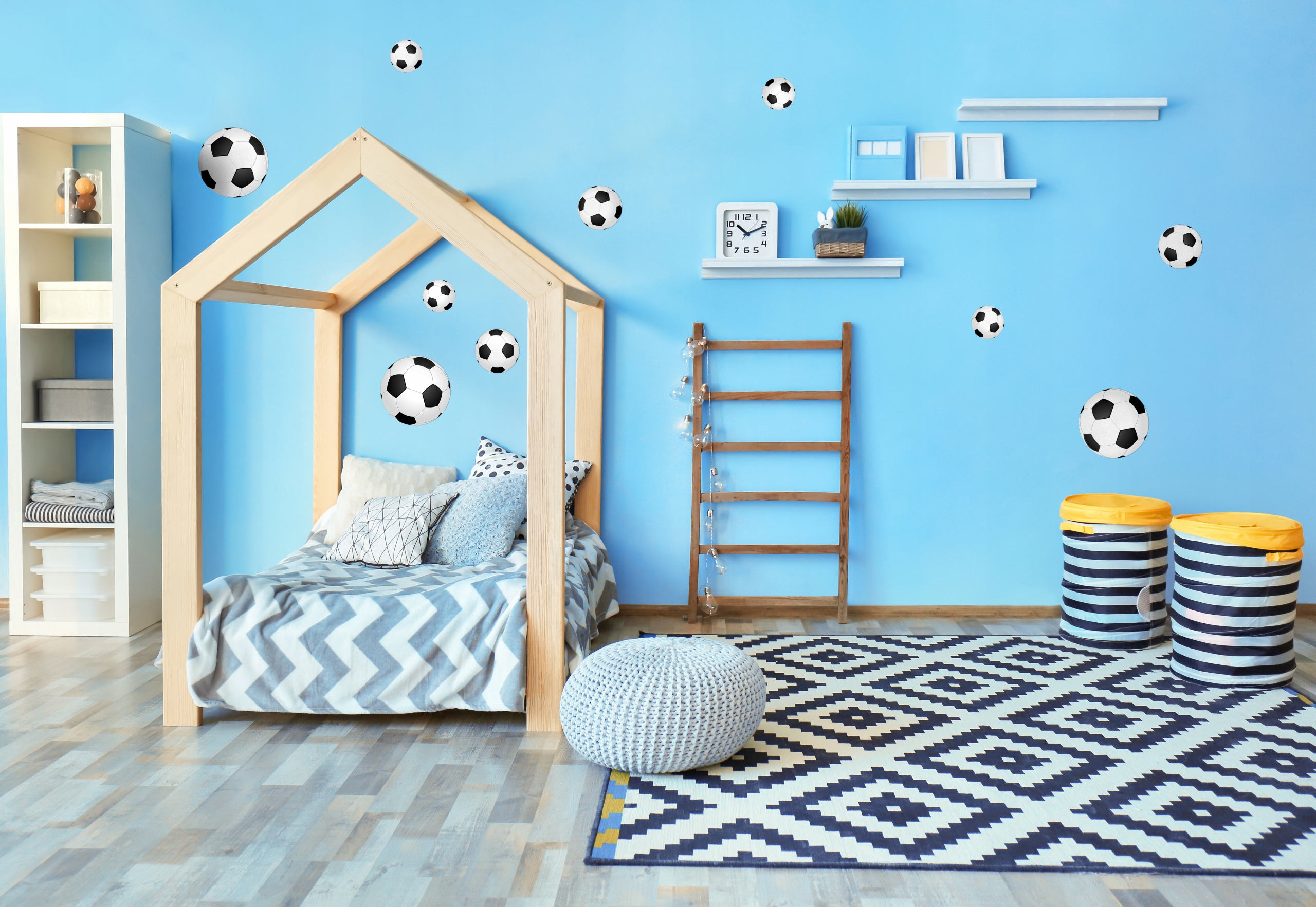 NAKLEJKI NA ŚCIANĘ PIŁKA NOŻNA 3D ZESTAW 23 SZT Płeć Chłopcy Dziewczynki