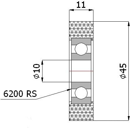 ROLKA ROLKI fi 45mm DOCISKOWE DOCISKOWA szer. 11mm Przeznaczenie do krawędzi