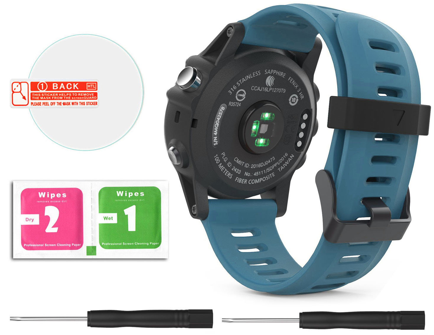 Błękitny Pasek do Garmin Fenix 5X Plus Folia