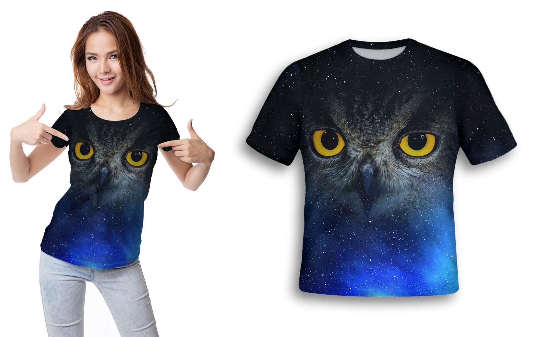 

Koszulka Fullprint T-shirt Sowa S Trwała Miła
