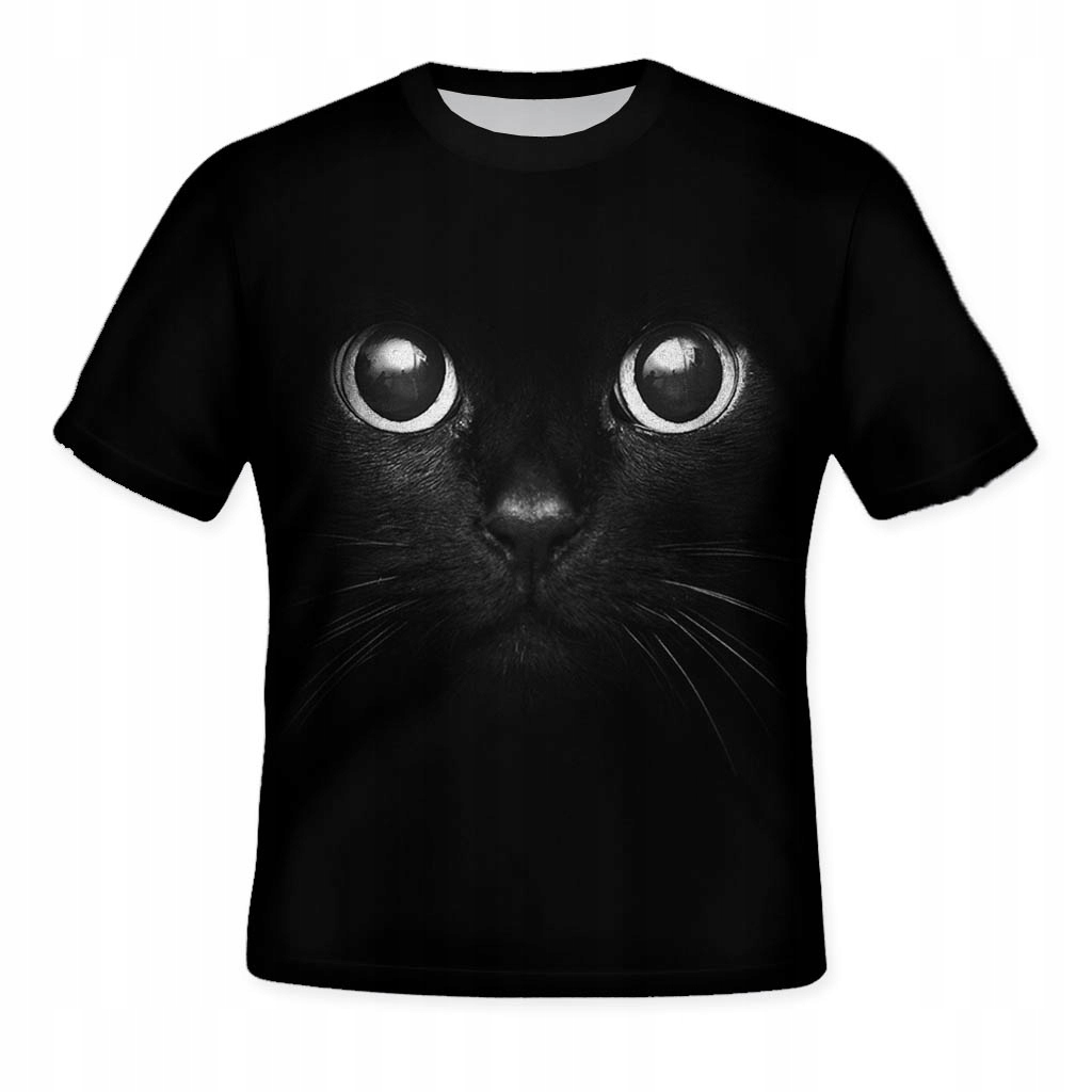 

Koszulka 3D T-shirt Czarny Kot XxL Full Print