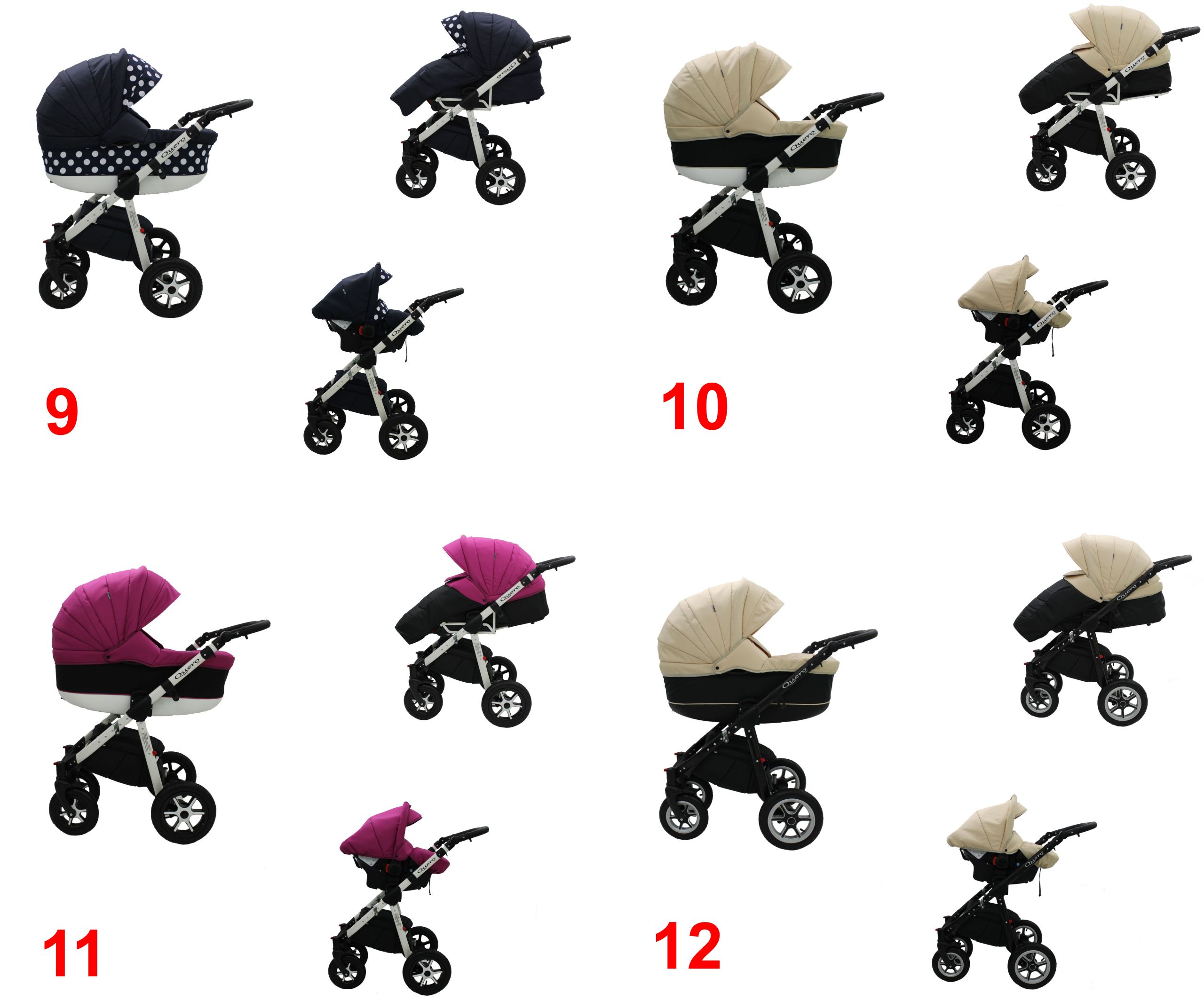 NOWOŚĆ QUERO alu WÓZEK DZIECIĘCY 3W1 KAREX PARASOL Typ siedziska Rozkładane