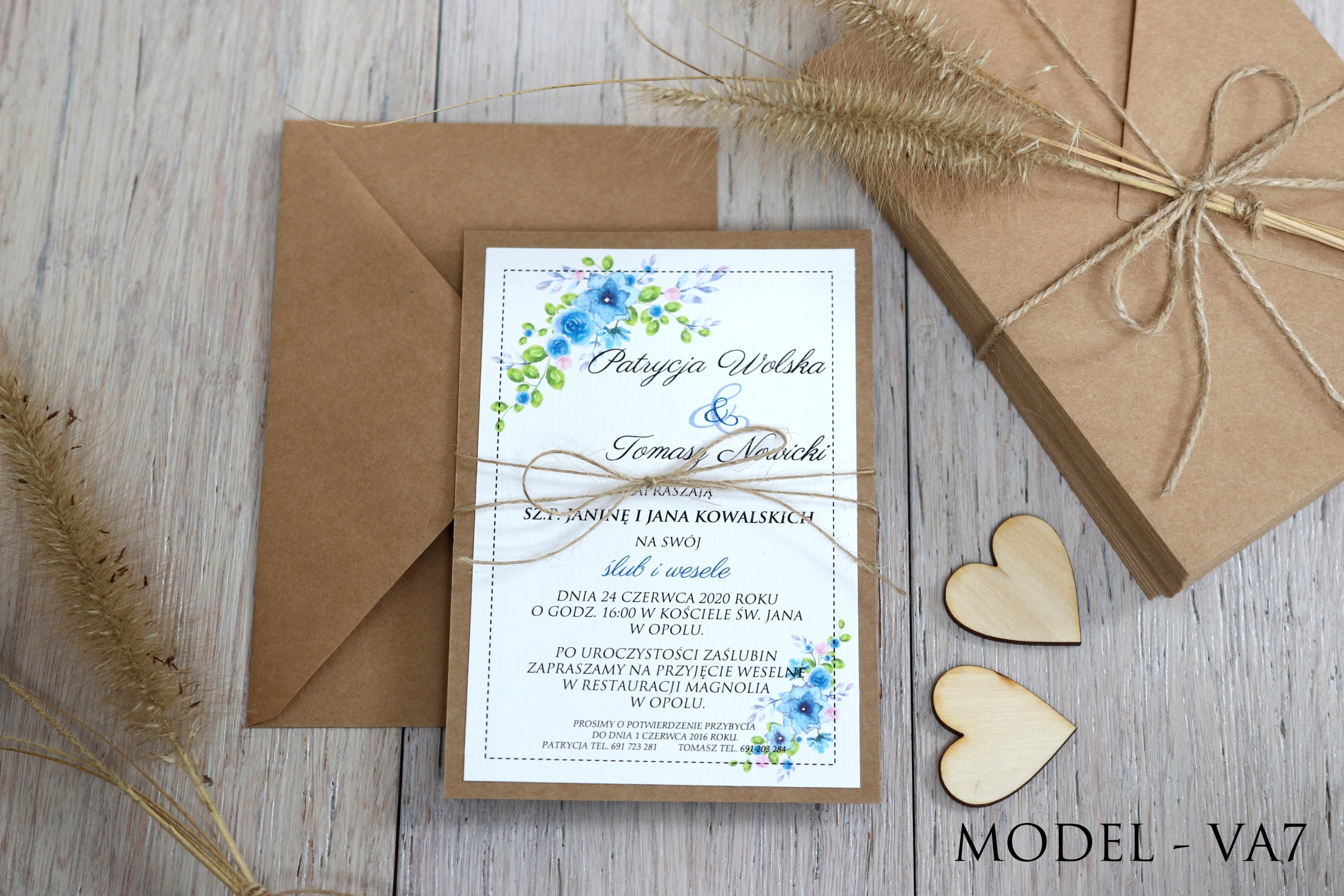 ZAPROSZENIA ŚLUBNE VINTAGE EKO BOHO RUSTYKALNE CZ1 Wykończenie papieru matowe