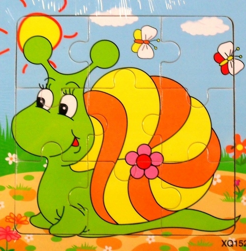 

Edukacyjne Puzzle Drewniane 9el.ŚLIMAK