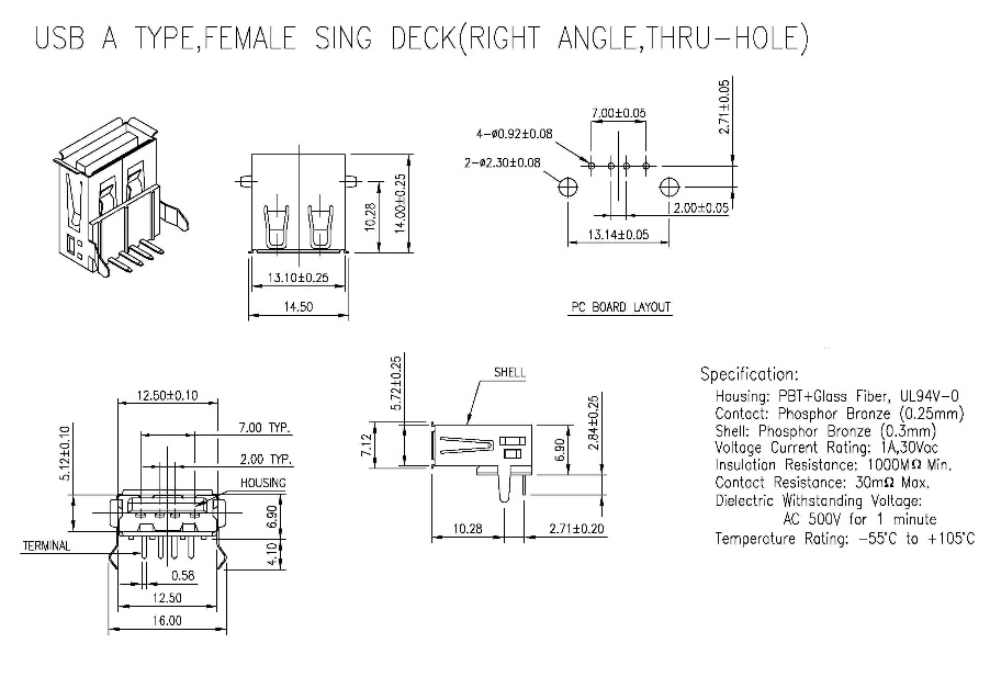 Gniazdo USB-A do druku białe -10szt Kod producenta Gniazdo USB-A do druku