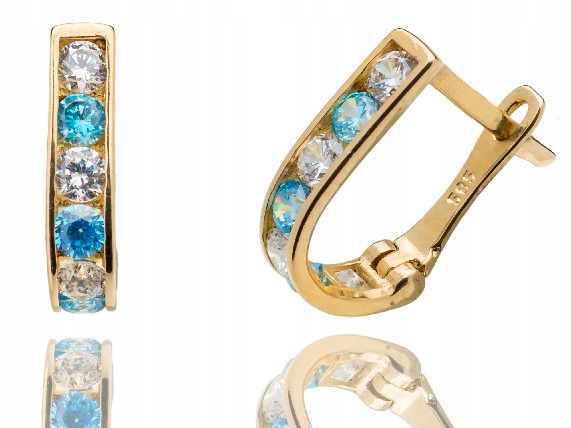 Zlaté Náušnice Podkovky Čárky Řadovky pr 585