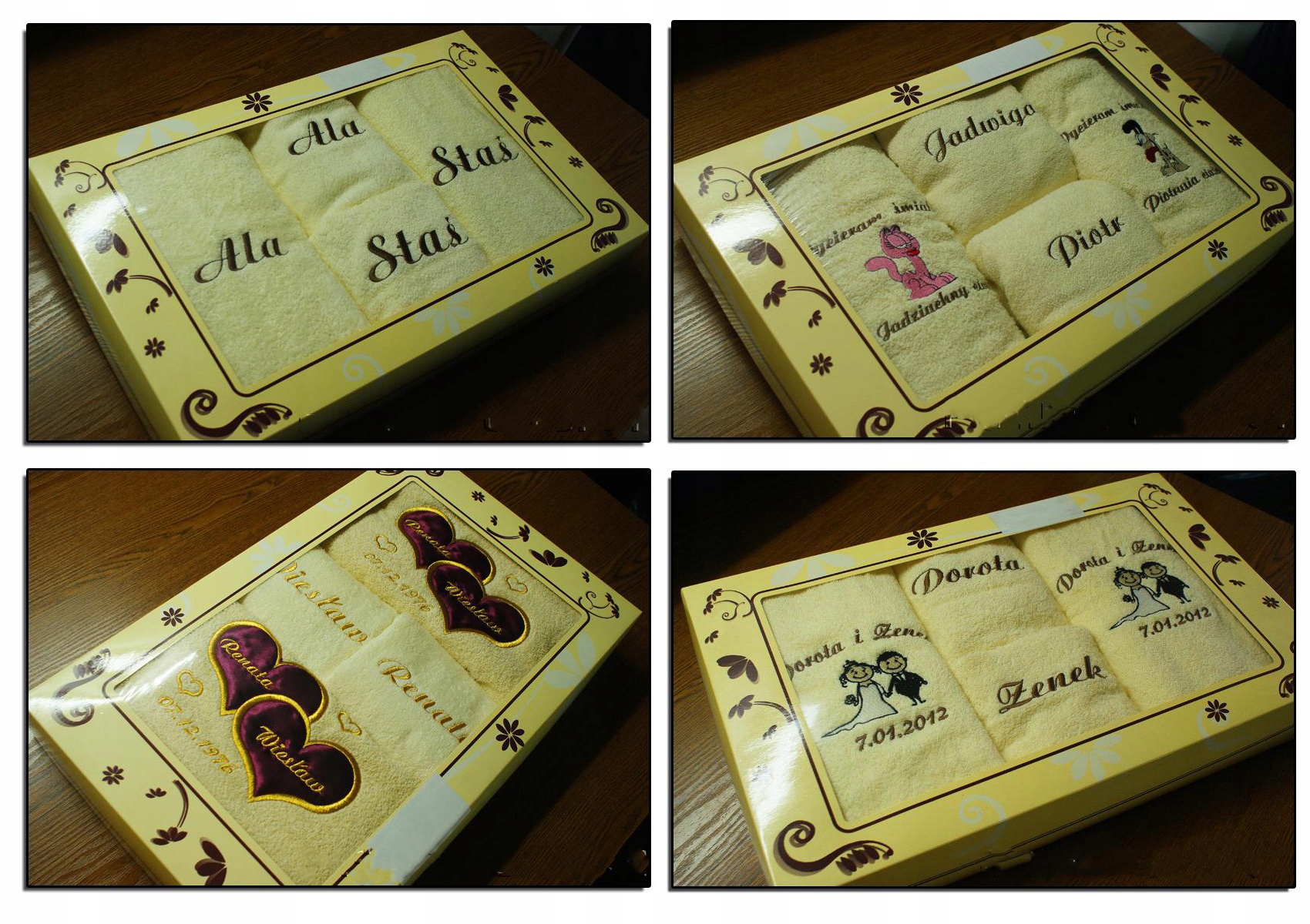 Duże Ręczniki z Twoim haftem Ślub Rocznica prezent Kod producenta Komplet ręczników Ślub Rocznica Prazent