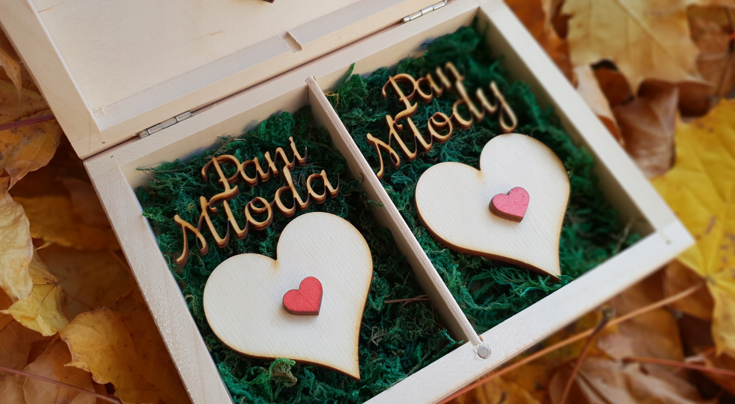 KOMPLET PUDEŁKO NA KOPERTY + NA OBRĄCZKI ŚLUB MECH Głębokość produktu 21 cm