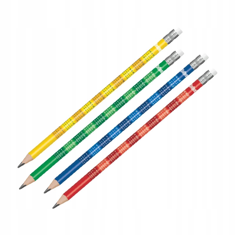 O74 OŁÓWEK Z GUMKĄ TABLICZKA MNOŻENIA COLORINO Twardość HB